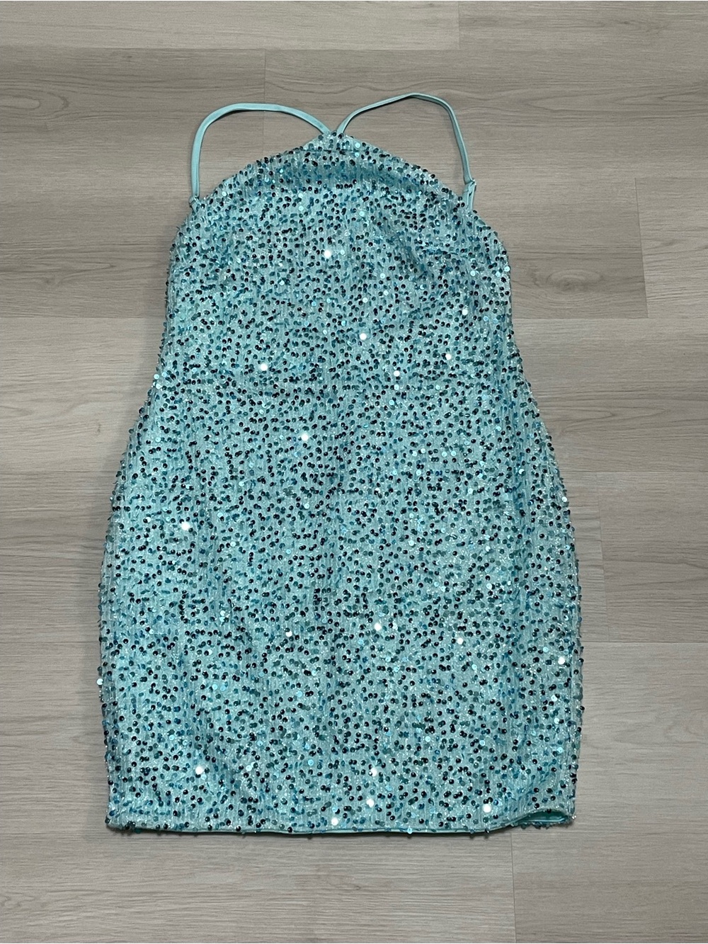 SHEIN Aqua Sequin Mini Slip Dress